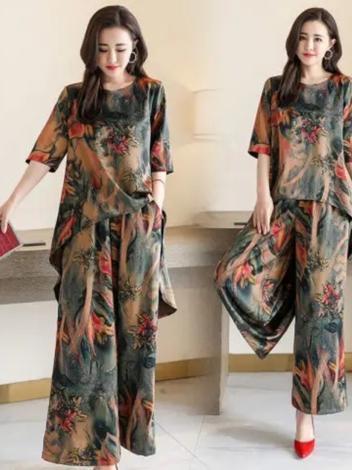 Fashionable Printed Short Slee - Women Fashion Over The Years 评论和价格