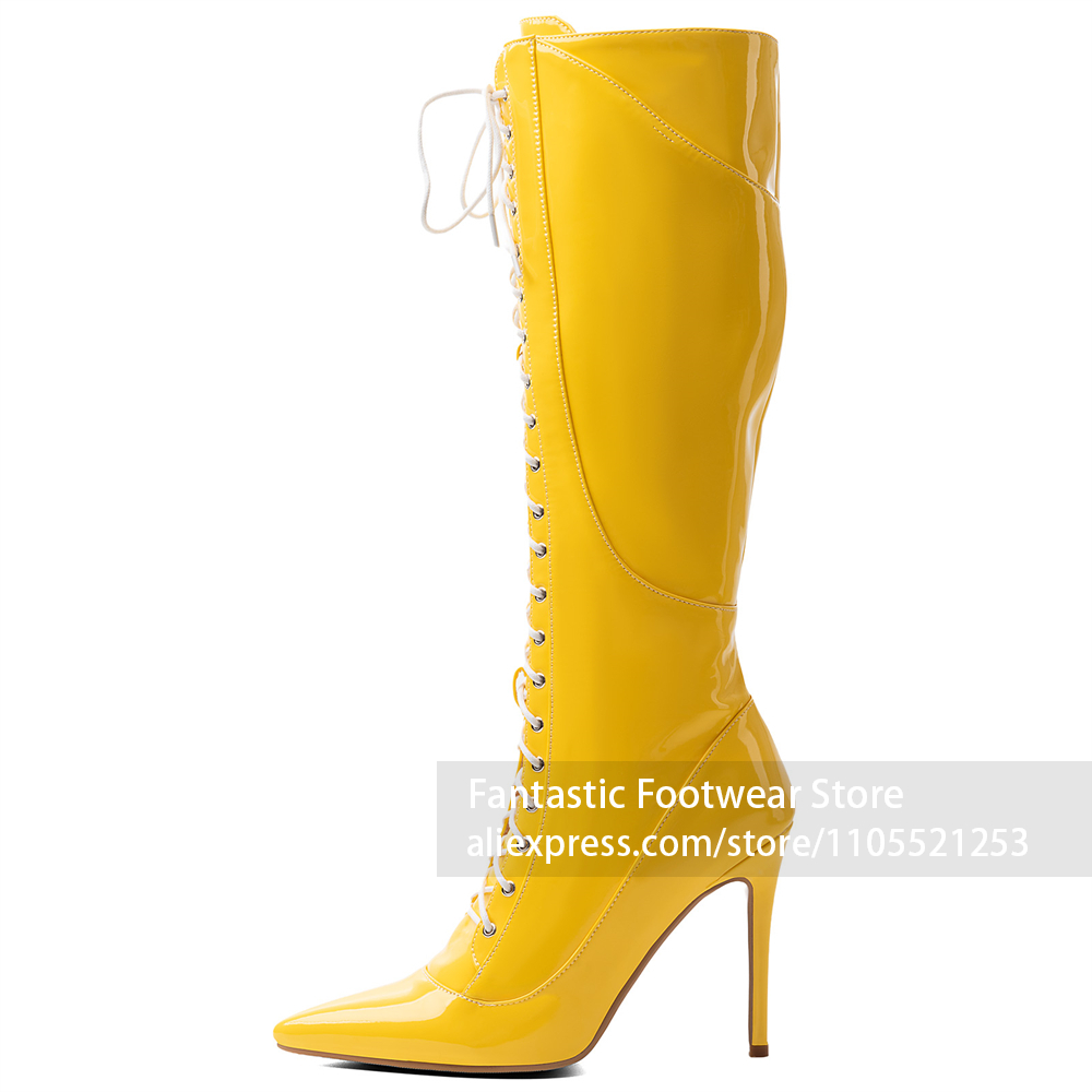 Yellow Patent Leather Upper Bo - Women Fashion Photoshoot 评论和价格