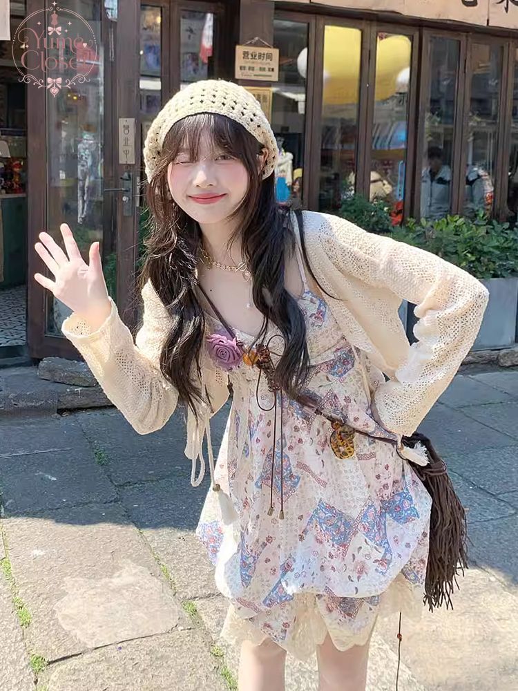 Summer Vintage Cami Dress Set  - Lace Trim Cami 评论和价格