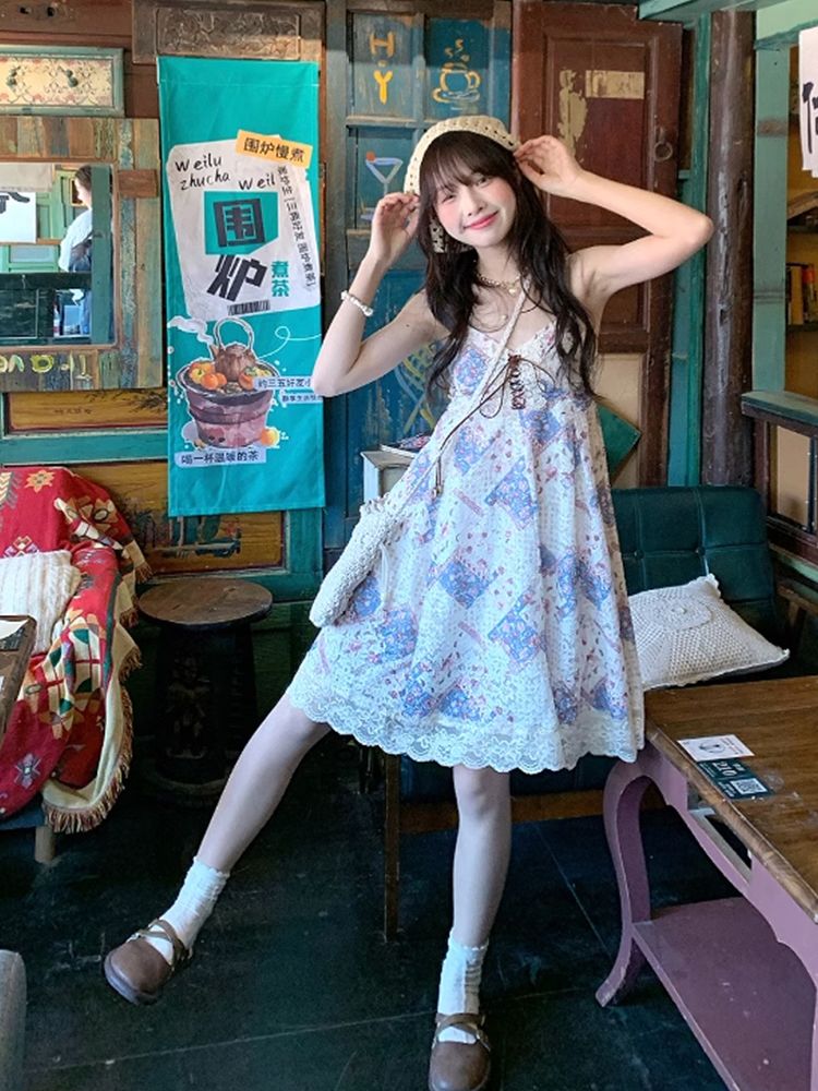 Summer Vintage Cami Dress Set  - Lace Trim Cami 评论和价格