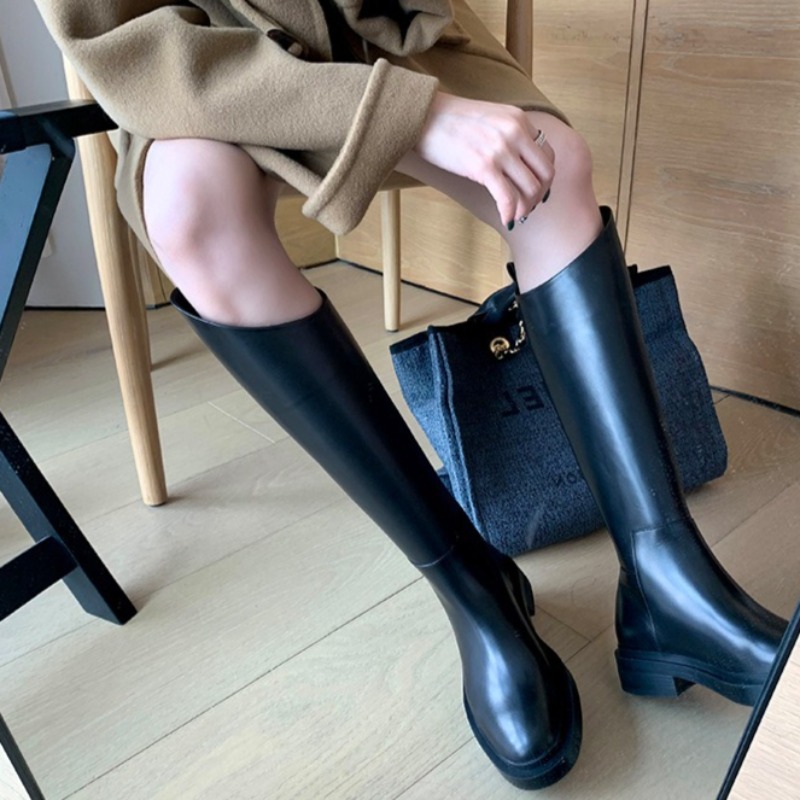 Black 3CM Irregular Bevel Mout - Women'S Fashion Knee High Boots 评论和价格