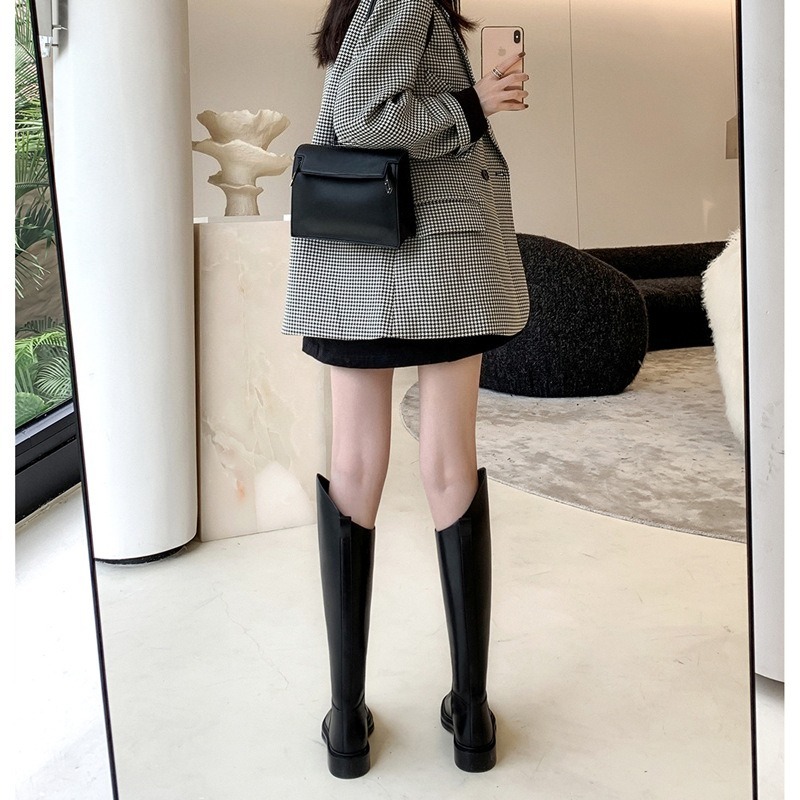 Black 3CM Irregular Bevel Mout - Women'S Fashion Knee High Boots 评论和价格